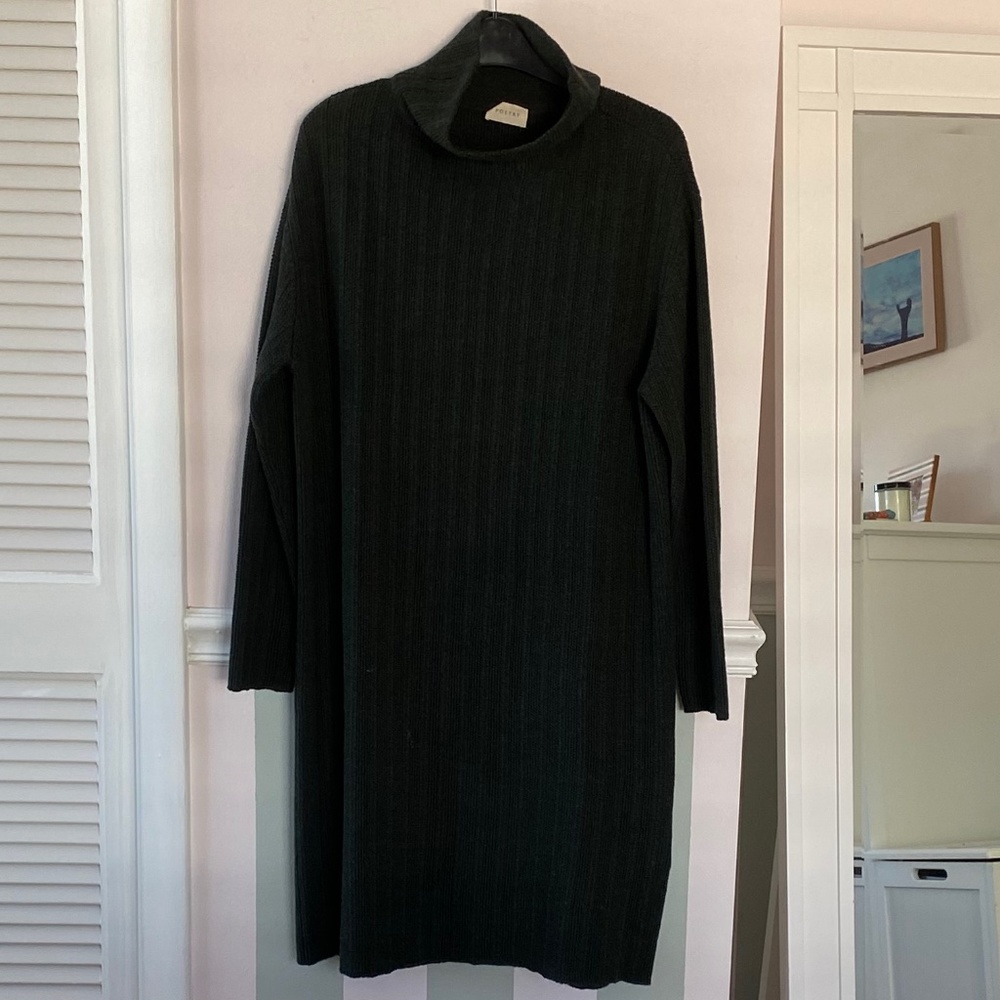 Poetry Catalogue Dark Green KNITTED DRESS with ribbing